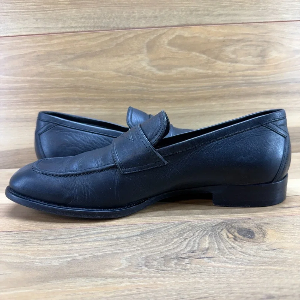 Ermenegildo ZEGNA Penny Loafers Mens 9 Black Leather Dress Formal Business